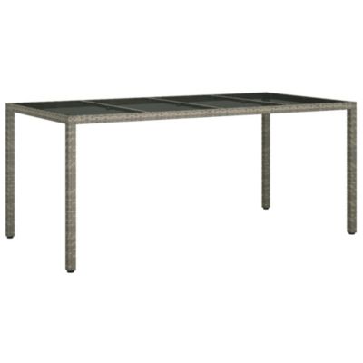 Prolenta Premium -  Table de jardin Gris 190x90x75 cm Verre trempé/résine tressée