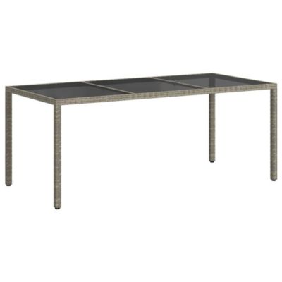 Prolenta Premium -  Table de jardin Gris 190x90x75 cm Verre trempé/résine tressée
