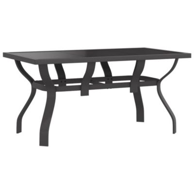 Prolenta Premium -  Table de jardin Gris et noir 140x70x70 cm Acier et verre