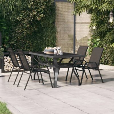 Prolenta Premium -  Table de jardin Gris et noir 140x70x70 cm Acier et verre