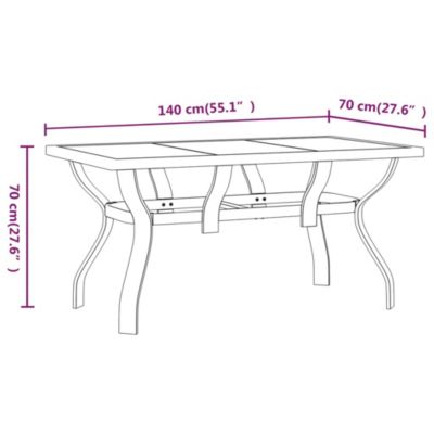 Prolenta Premium -  Table de jardin Gris et noir 140x70x70 cm Acier et verre