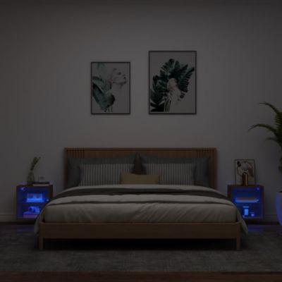 Prolenta Premium -  Tables de chevet murales avec lumières LED 2 pcs chêne marron