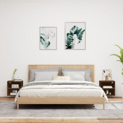 Prolenta Premium -  Tables de chevet murales avec lumières LED 2 pcs chêne marron
