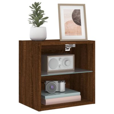 Prolenta Premium -  Tables de chevet murales avec lumières LED 2 pcs chêne marron