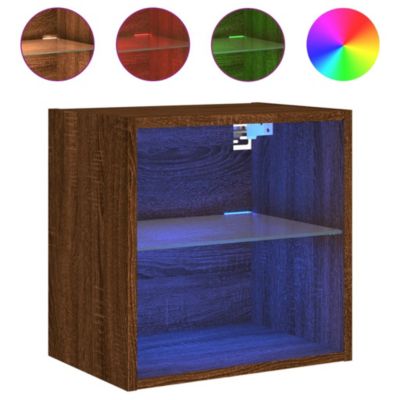 Prolenta Premium -  Tables de chevet murales avec lumières LED 2 pcs chêne marron