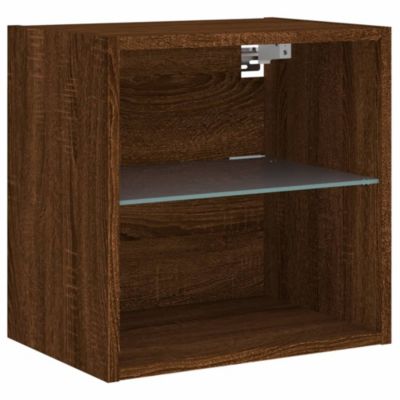 Prolenta Premium -  Tables de chevet murales avec lumières LED 2 pcs chêne marron