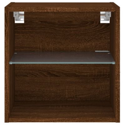 Prolenta Premium -  Tables de chevet murales avec lumières LED 2 pcs chêne marron