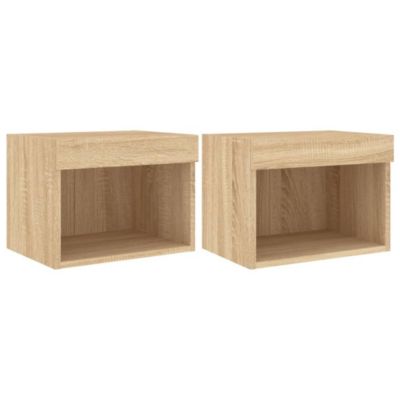 Prolenta Premium -  Tables de chevet murales avec lumières LED 2 pcs chêne sonoma