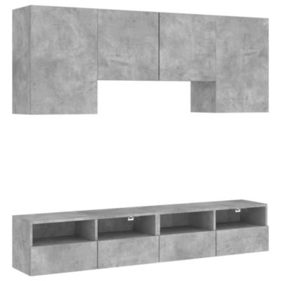 Prolenta Premium -  Unités murales TV 5 pcs gris béton bois d'ingénierie