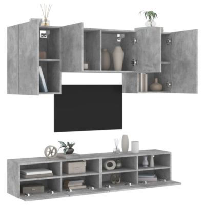 Prolenta Premium -  Unités murales TV 5 pcs gris béton bois d'ingénierie