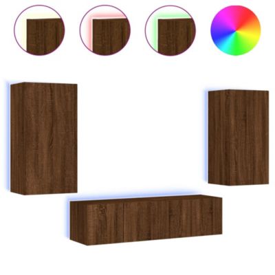 Prolenta Premium -  Unités murales TV avec LED 4 pcs chêne marron bois d'ingénierie