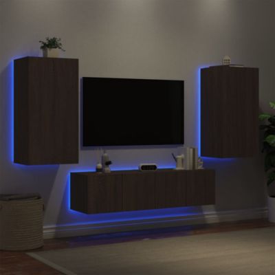 Prolenta Premium -  Unités murales TV avec LED 4 pcs chêne marron bois d'ingénierie