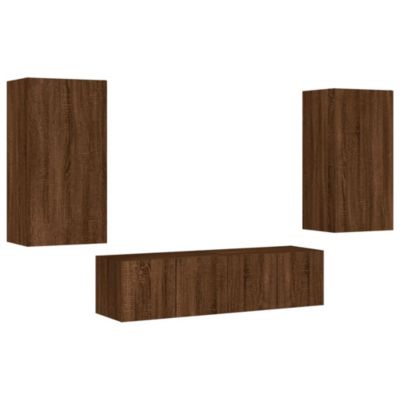 Prolenta Premium -  Unités murales TV avec LED 4 pcs chêne marron bois d'ingénierie
