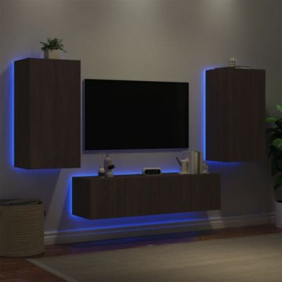 Prolenta Premium -  Unités murales TV avec LED 4 pcs chêne marron bois d'ingénierie