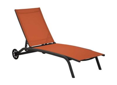 PROLOISIRS Lot de 2 lit de soleil Célio - 4 inclinaisons - TPEP - Gris/paprika