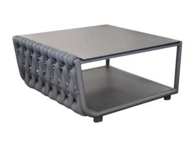 PROLOISIRS Table basse de jardin rectangulaire Hug alu tresse/veree+ceramique - anthracite