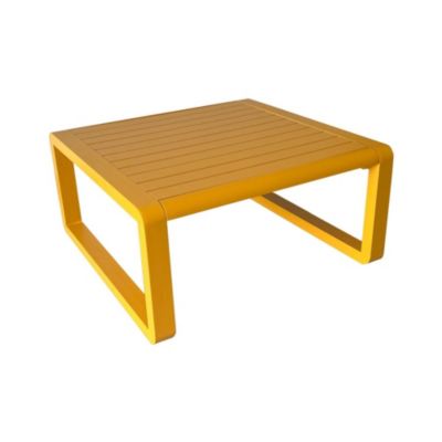 PROLOISIRS Table basse de jardin Tonio miel - Aluminium - 80 x 80 cm - Plateau à latte