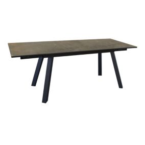 PROLOISIRS Table de jardin Agra, plateau à lames Fundermax hpl - graphite/cave 150/200/250 cm