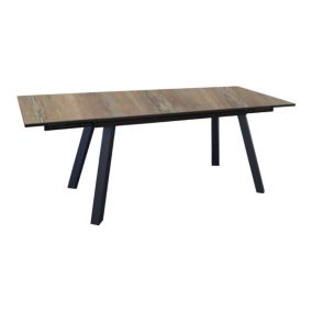 PROLOISIRS Table de jardin Agra, plateau à lames Fundermax hpl - graphite/wood150/200/250 cm