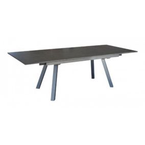 PROLOISIRS Table de jardin extensible Agra en aluminium/HPL - 150/200/250 x 90 cm - épaisseur lames 5 mm - graphite