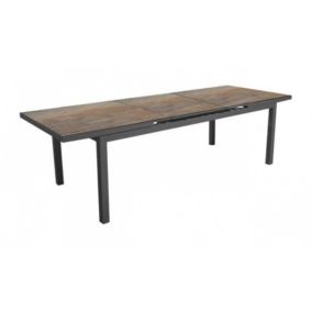 PROLOISIRS Table de jardin extensible Teramo en aluminium/HPL - 180/240 x 90 cm - graphite/bambou