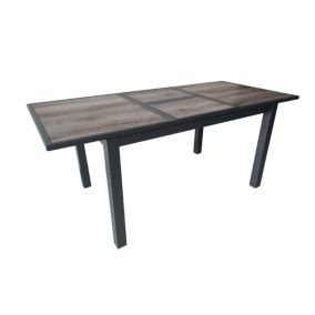 PROLOISIRS Table de jardin Genes en Aluminium 60/220 x 74 x 90 cm - plateau SPC - graphite/gris