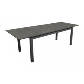 PROLOISIRS Table de jardin Hivaoa en aluminium/céramique - 180/240 x 90 cm - lame 8 mm - graphite