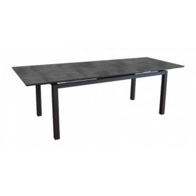 PROLOISIRS Table de jardin Hivaoa en aluminium/HPL - 180/240 x 90 cm - lames 8 mm - graphite