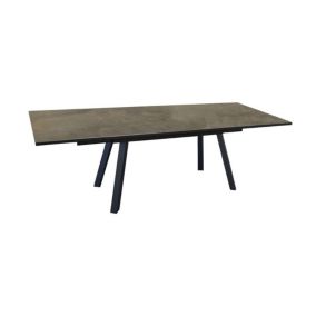 PROLOISIRS Table de jardin rectangulaire Agra plateau à lames Fundermax graphite/cave 180/230/280 cm