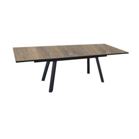 PROLOISIRS Table de jardin rectangulaire Agra plateau à lames Fundermax graphite/wood 180/230/280 cm