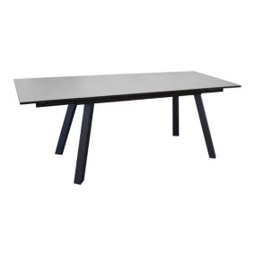 PROLOISIRS Table de jardin rectangulaire Agra, plateau Verre - graphite/perle 150/200/250 cm