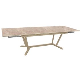 PROLOISIRS Table de jardin Vita en Alu 180/230/280 x100 cm - plateau Kedra - sand/downtown beige