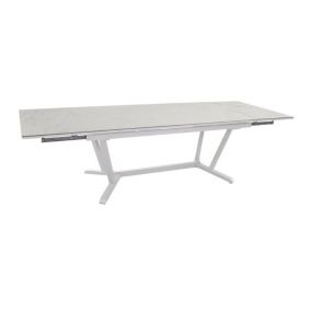 PROLOISIRS Table de jardin Vita en Aluminium 180/230/280 x100 cm - plateau Kedra - blanc/dual