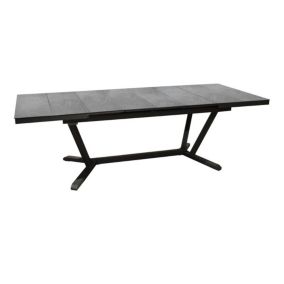 PROLOISIRS Table de jardin Vita graphite/lucca en Alu 180/240x100 cm - plateau à lames Kedra