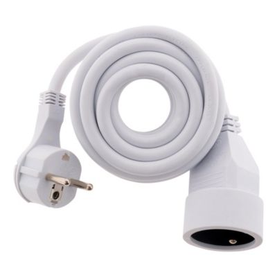 Rallonge électrique Velamp PRO10A-FR-2, 2 Mètres - Fiche Extra Plate 6A, Câble 2x0.75 Mm², Blanc - Certifiée NF - 14
