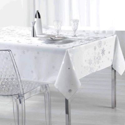 Promo Linge Nappe De Noël Rectangle AntiTâches Constellation Blanc 240x150cm