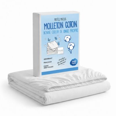 Protège Matelas 140x190 - Molleton 100% Coton - Senteur Linge Propre - Forme Drap Housse Extensible