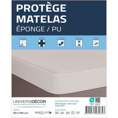 Protège matelas imperméable, absorbant et anti-acariens 90 x 190 cm