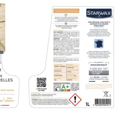 Protection anti-taches invisible marbre et pierres naturelles Starwax 1L