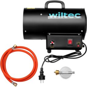 Puissance calorifique 15 kW, moteur 30 W Débit 320 m3 par H Fonctionnement sur gaz GPL  avec régulateur et tuyau
