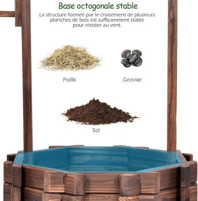 Relaxdays Brouette pour Plantes, Bois brûlé, Jardin décoration, Design Vintage, HxlxP 19 x 47 x 15cm,Nature