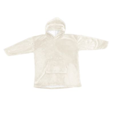 Pull plaid polaire à capuche adulte crème Ornami
