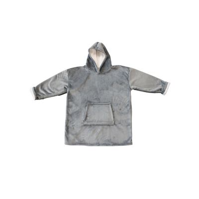 Pull plaid polaire à capuche adulte gris Ornami