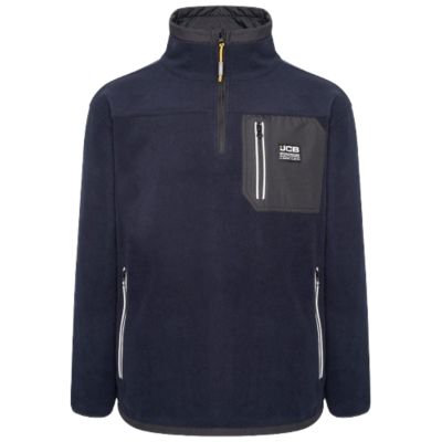 Pull polaire JCB Quartz petit zip bleu marine XXL