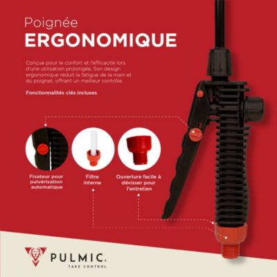 PULMIC Pulvérisateur a Batterie 35L,7h d'Autonomie,Pression Réglable jusqu'à 4 Bars,Toiture Longue Portée avec Tuyau de 6m