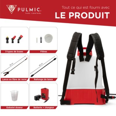 PULMIC Pulvérisateur Electrique Rechargeable 15L, Pulvérisateur à Batterie à Dos pour Jardin et Toiture,7h d'Autonomie