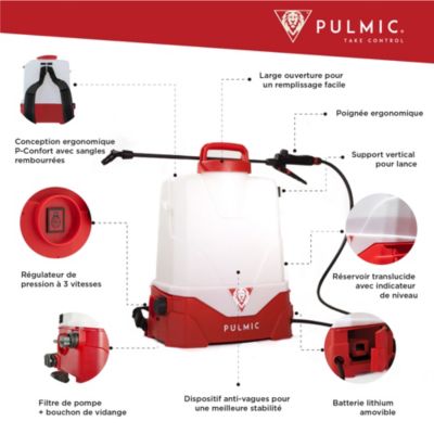 PULMIC Pulvérisateur Electrique Rechargeable 15L, Pulvérisateur à Batterie à Dos pour Jardin et Toiture,7h d'Autonomie