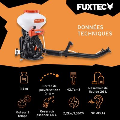 Pulvérisateur atomiseur thermique à dos - FUXTEC FX-MSP2.2 - 41,5cm3, 26 litres