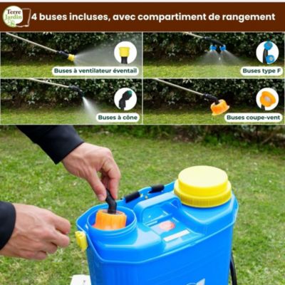 Pulvérisateur électrique à dos - Chargeur inclus - 16 L - 4,5 Bar - TERRE JARDIN