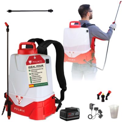 Pulverisateur electrique 15 L PULMIC, rechargeable, a dos pour jardin et toiture, batterie lithium, autonomie 7 h, professionnel